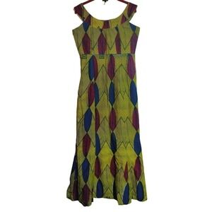 Handmade dress bright multi-color sleeveless maxi dress medium to large